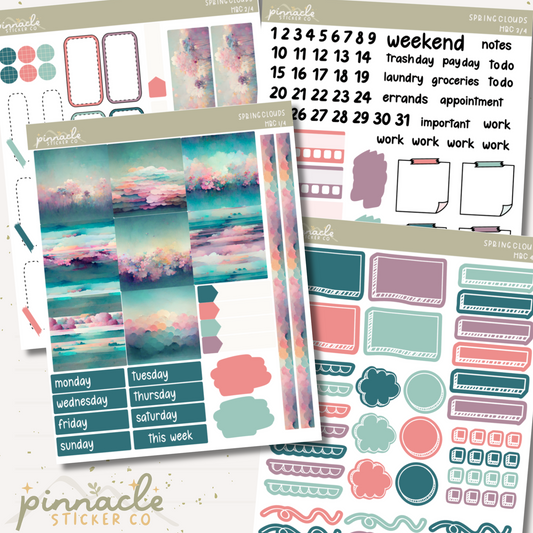 Spring Clouds Hobonichi Cousin Kit Planner Stickers