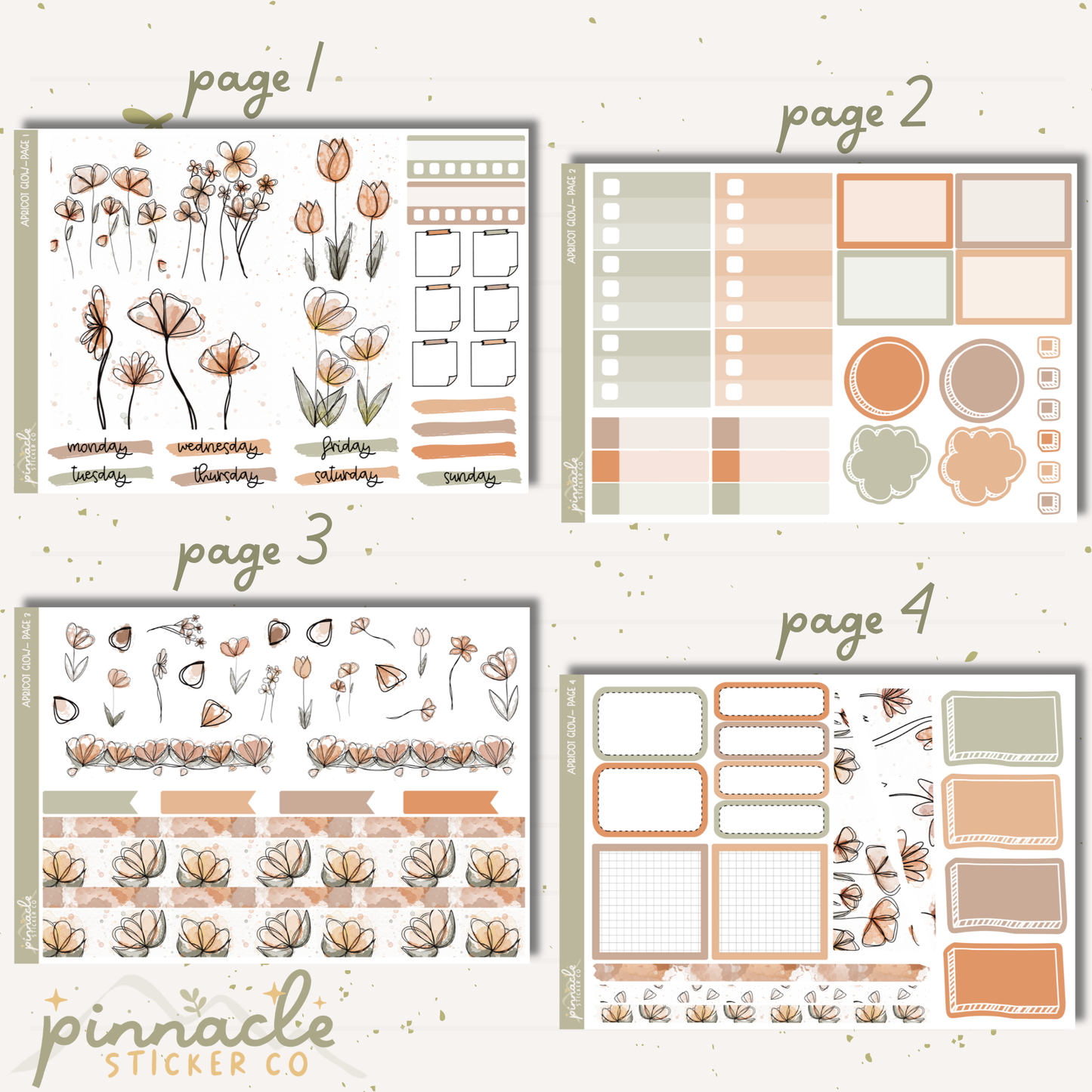 Apricot Glow Weekly Kit Planner Stickers