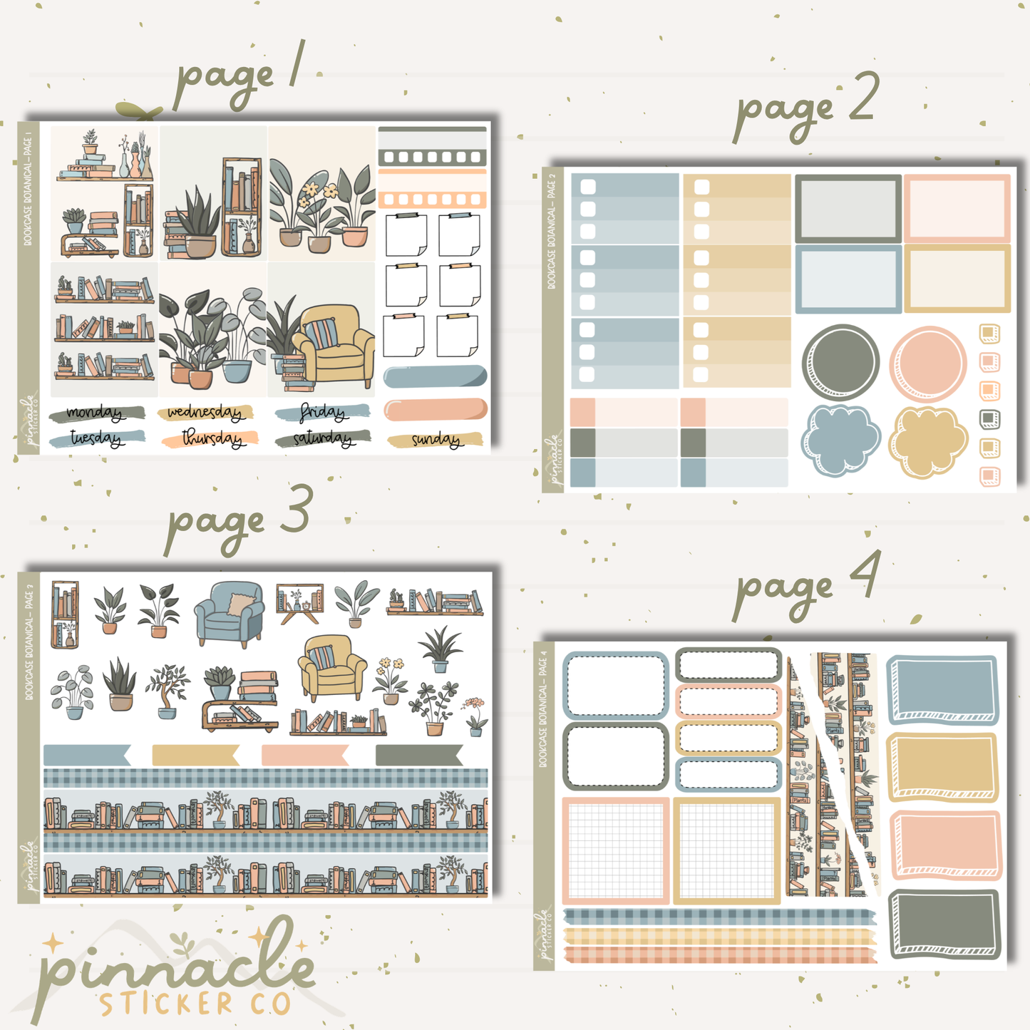 Bookcase Botanicals Weekly Kit Planner Stickers