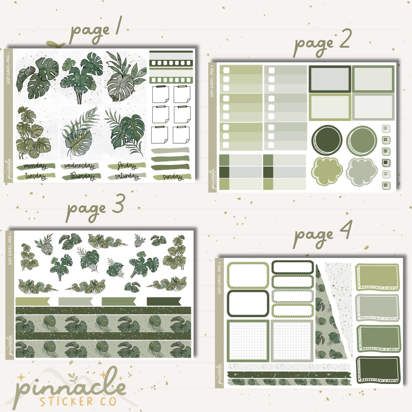 Lush Leaves Weekly Kit Planner Stickers