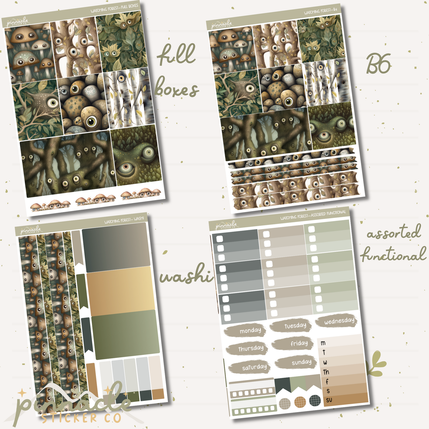 The Watching Forest Weekly Kit Planner Stickers