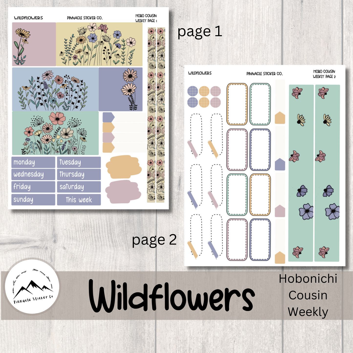 Wildflowers Hobonichi Cousin Kit Planner Stickers