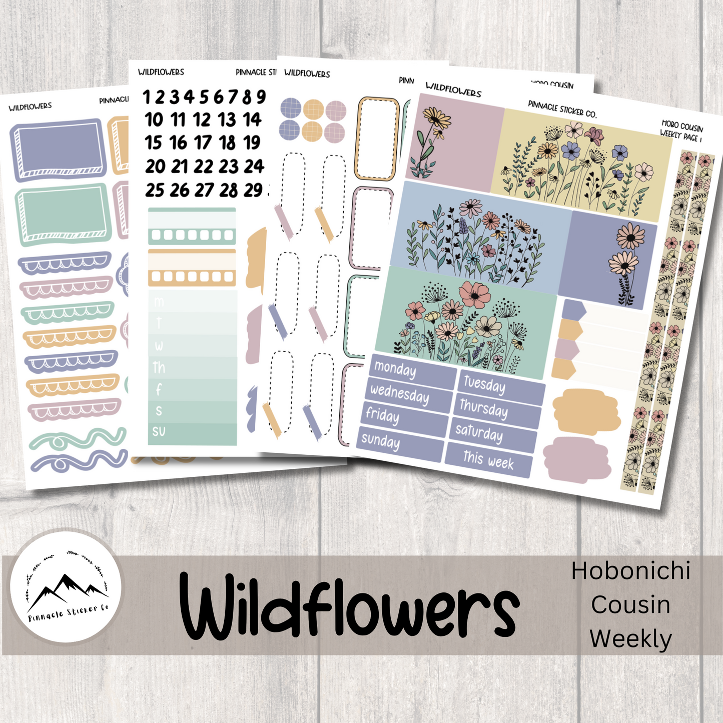 Wildflowers Hobonichi Cousin Kit Planner Stickers