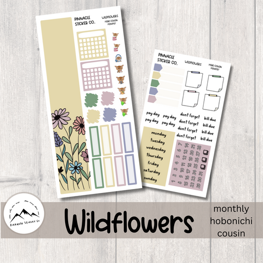 Wildflowers Hobonichi Cousin Monthly Kit Planner Stickers