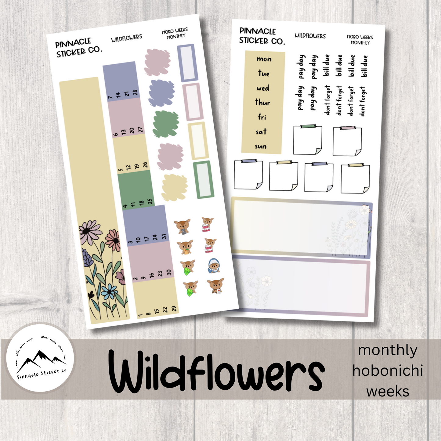 Wildflowers Hobonichi Weeks Monthly Kit Planner Stickers