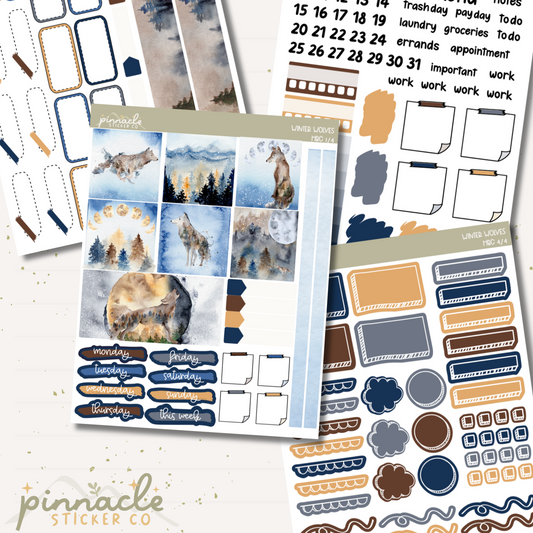 Winter Wolves Hobonichi Cousin Kit Planner Stickers