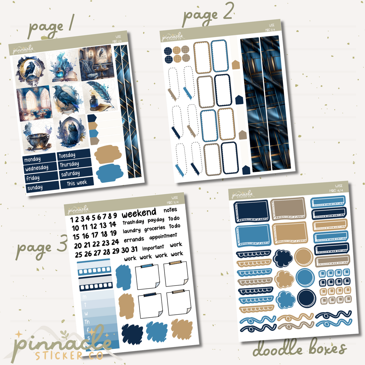 Wise Hobonichi Cousin Kit Planner Stickers