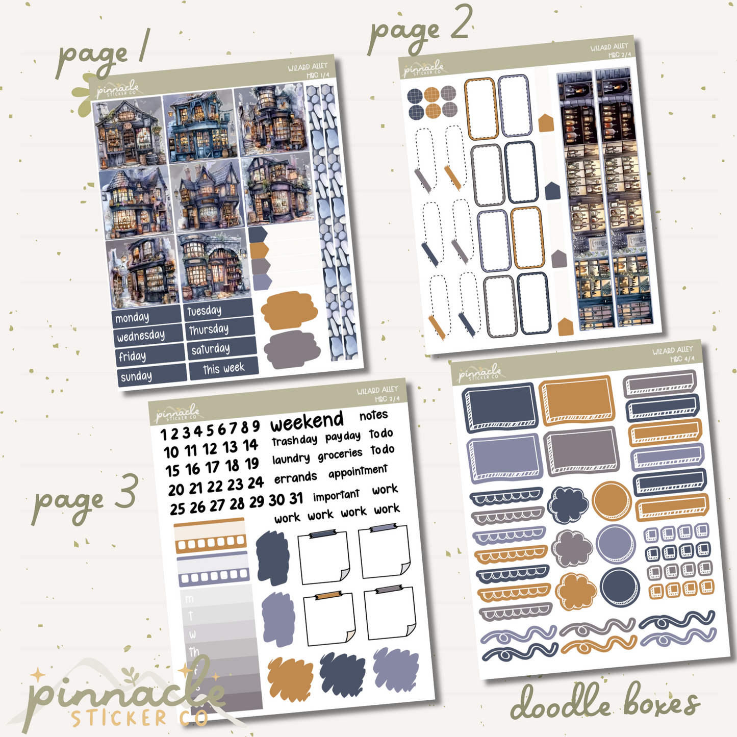 Wizard Alley Hobonichi Cousin Kit Planner Stickers