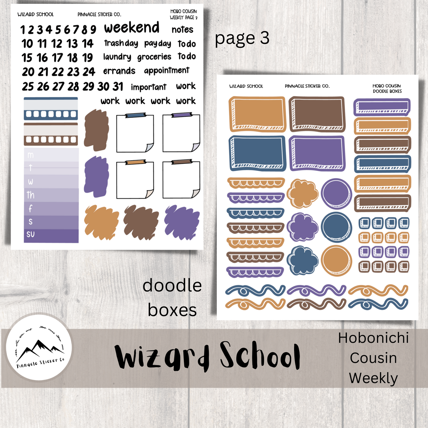 Wizard School Hobonichi Cousin Kit Planner Stickers