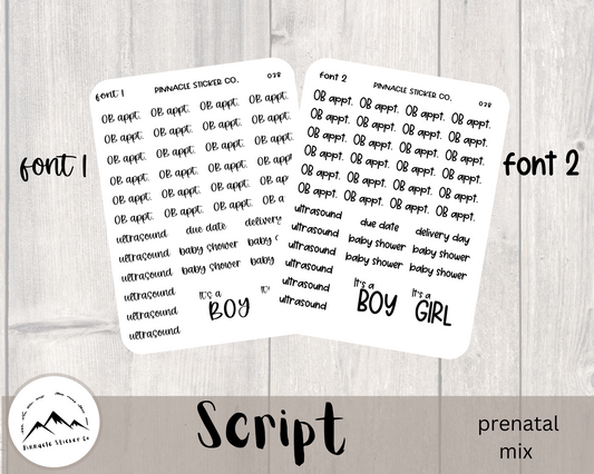 small script in two font choices and two sticker paper types. virtual instruction