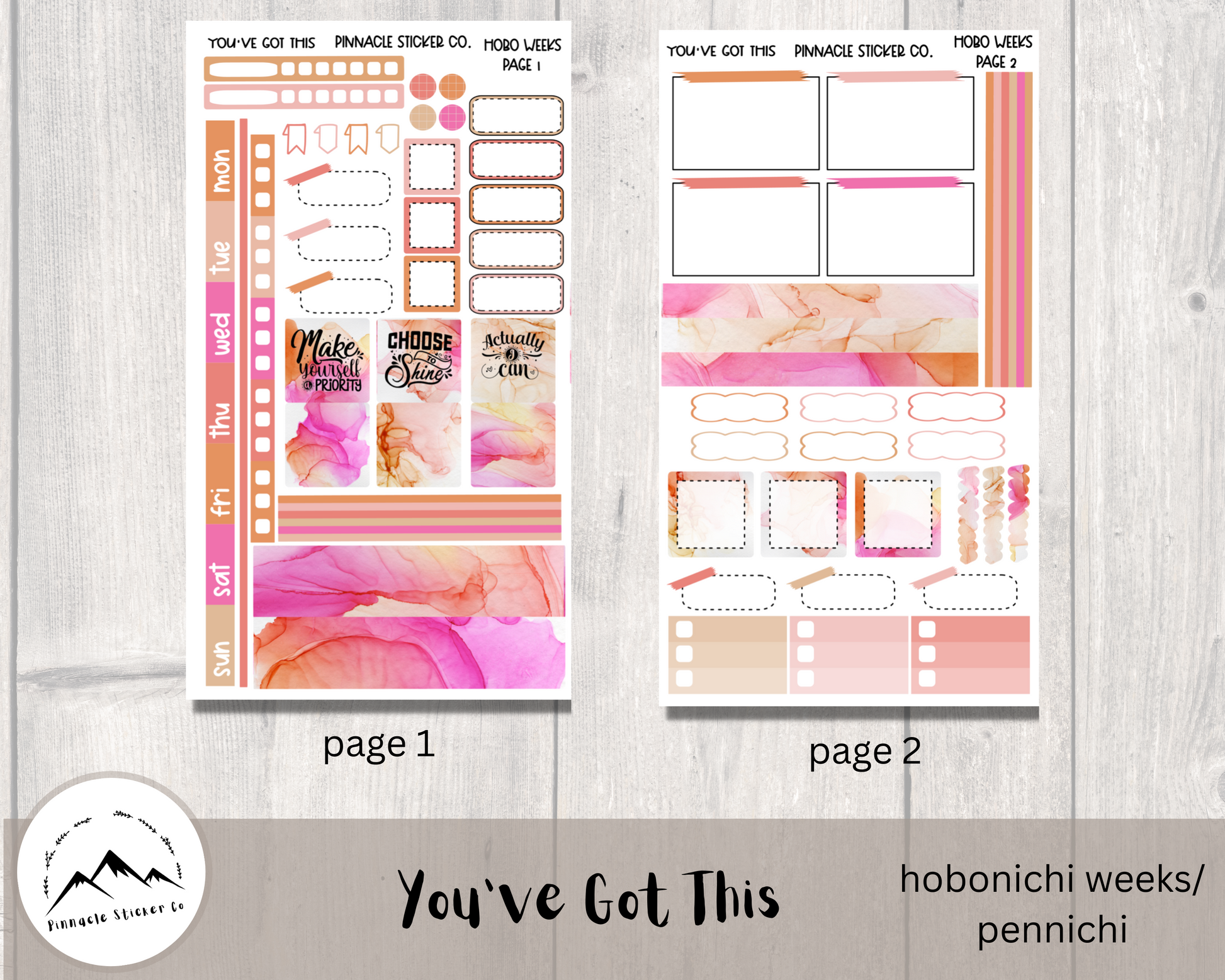 hobonichi and pennichi weeks kit with functional and decorative stickers for planners, journals, and notes pages.