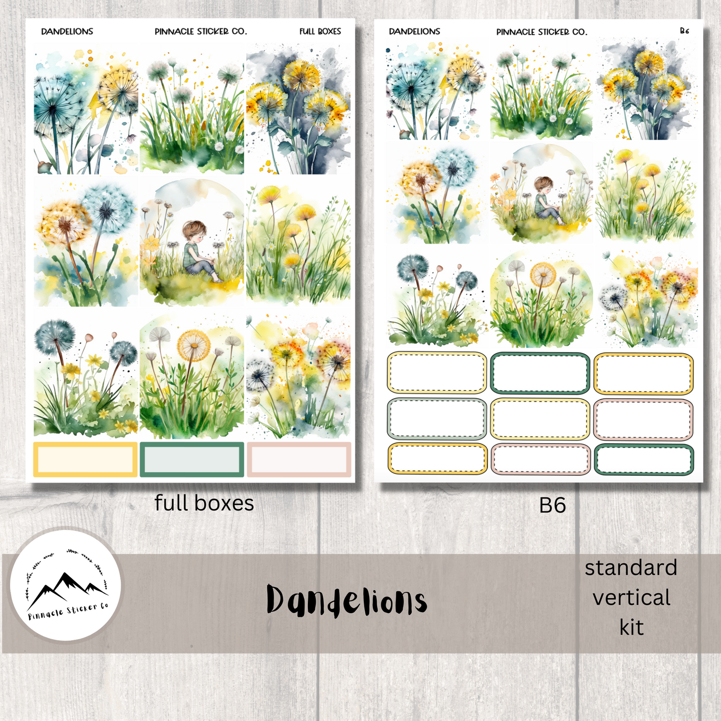 Dandelions Weekly Kit Planner Stickers