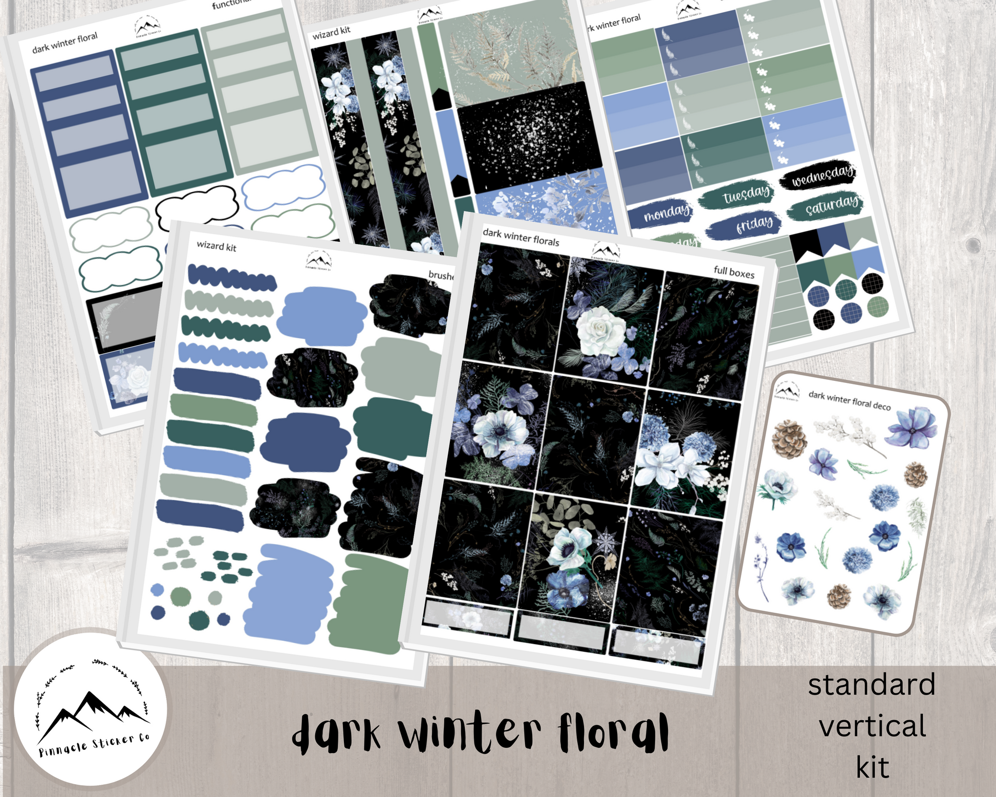 standard vertical weekly sticker kit for planners, journaling, and notes. 