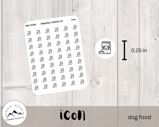 small simple line icons for planners, journals, calendars. dog food