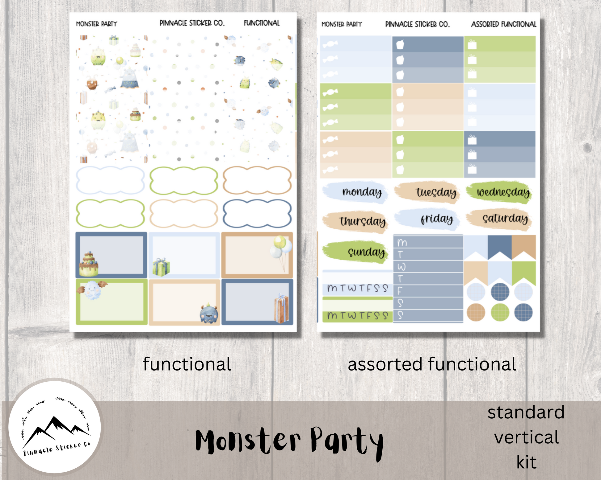 Monster Party Weekly Kit Planner Stickers