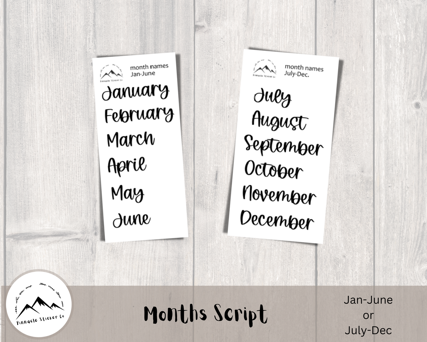 large month script stickers for monthly planner spreads