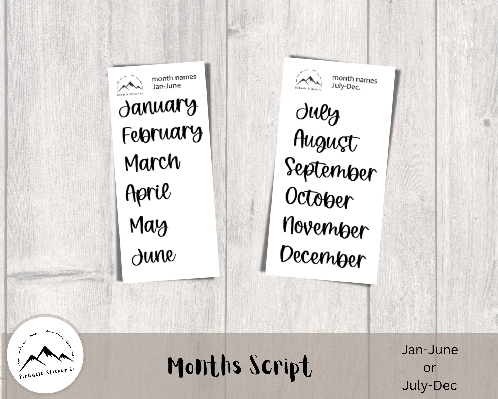 large month script stickers for monthly planner spreads