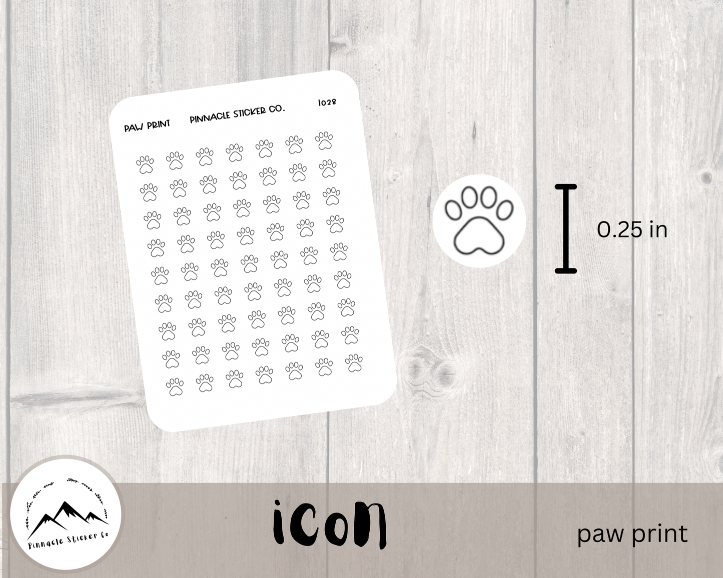 small simple line icon sticker. paw print