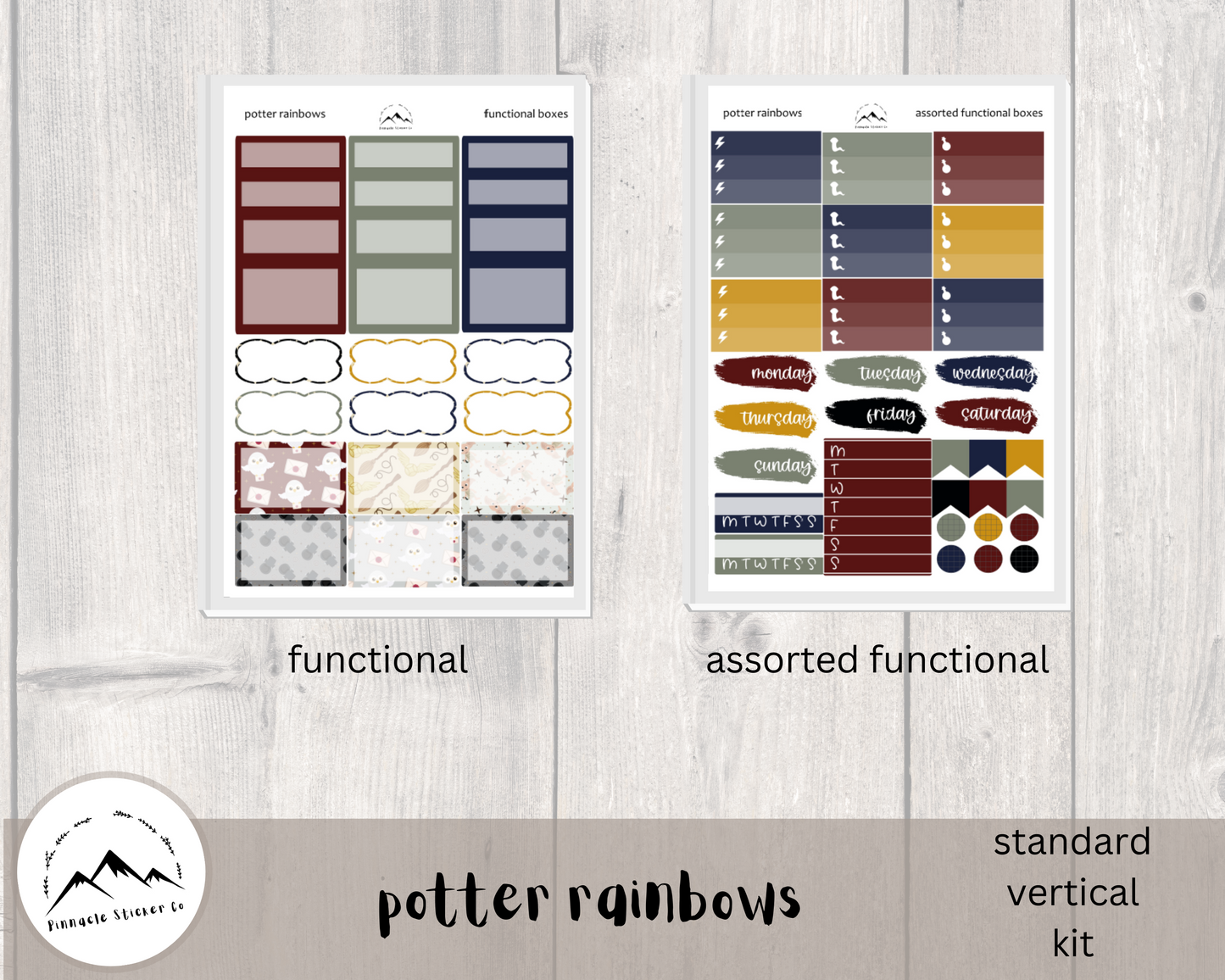 standard vertical weekly sticker kit for planners, journaling, and notes. potter