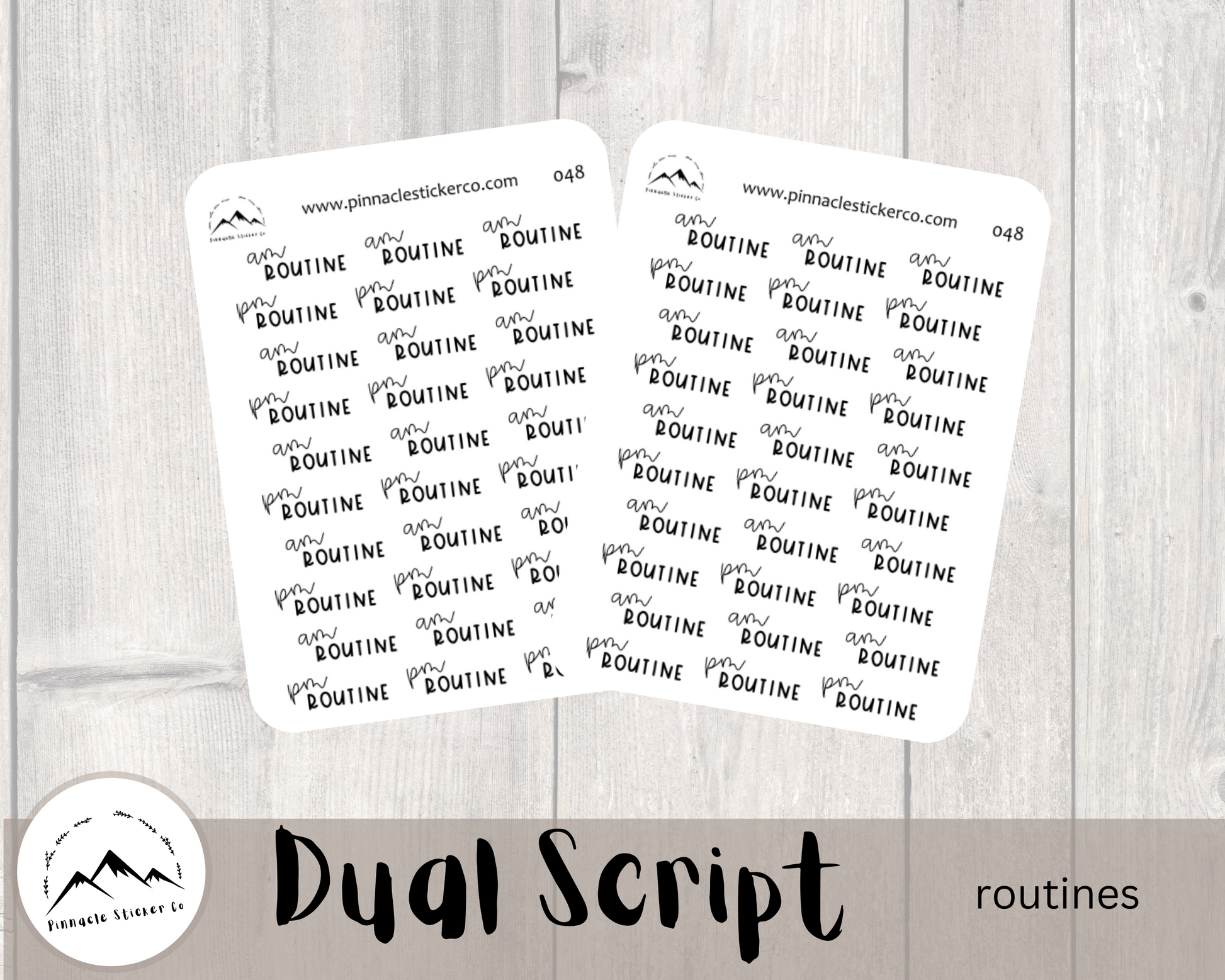 PM Routine Script Stickers Perfect for Any Planner White or Clear