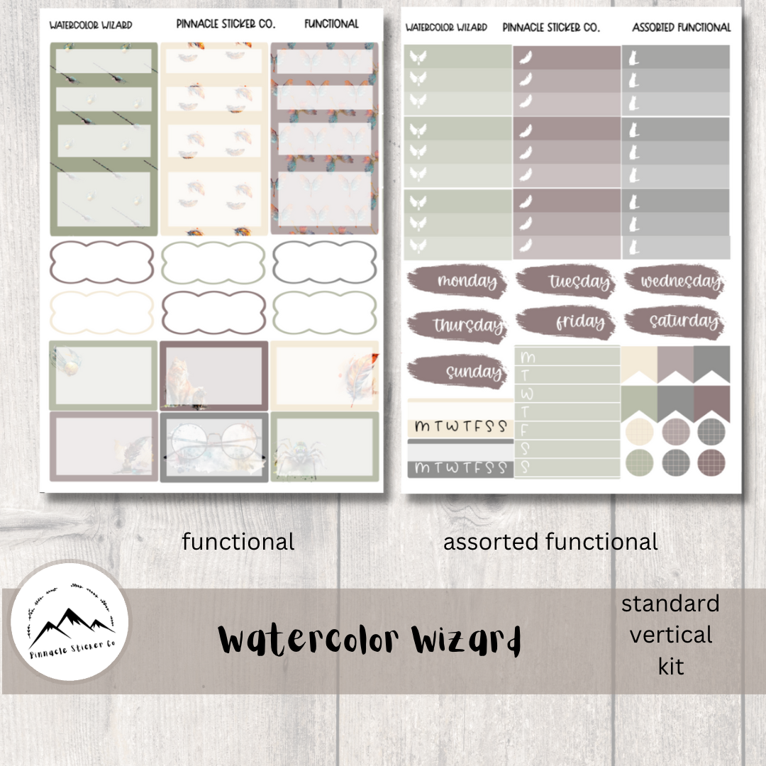 Watercolor Wizard Weekly Kit Planner Stickers