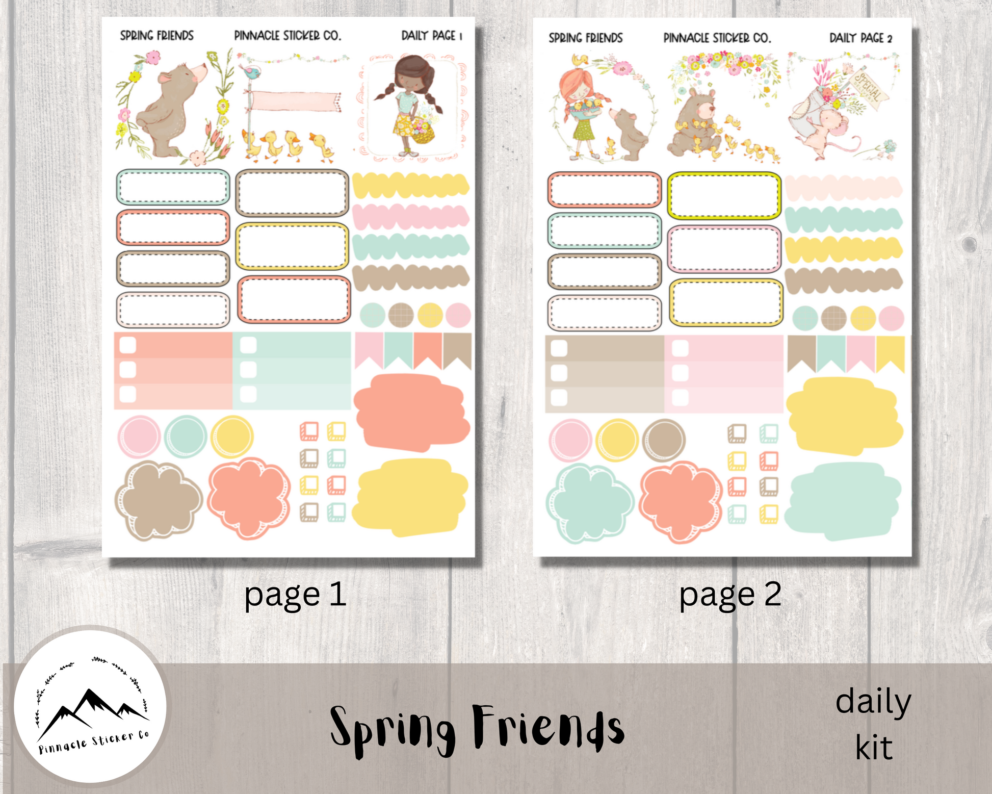 Spring Friends Daily Planner Stickers