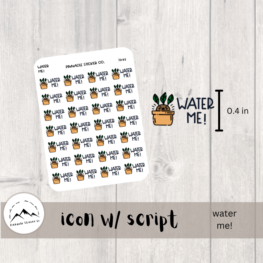 Water Me! Icon with Script Stickers I045