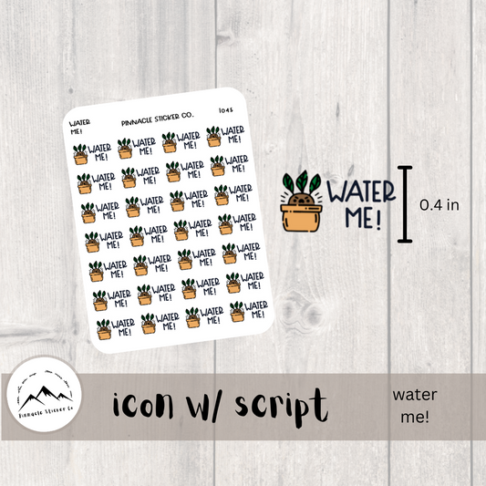 Water Me! Icon with Script Stickers I045